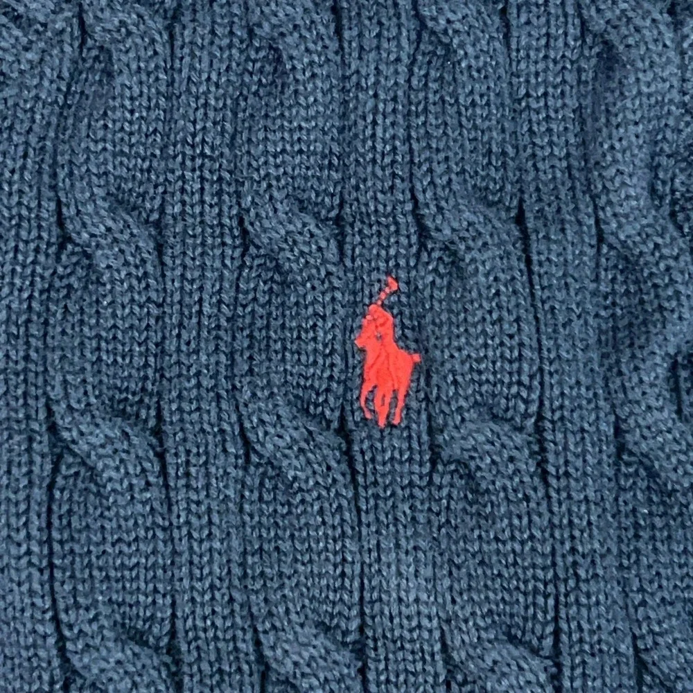 Polo Ralph Lauren Boys Sweater Vest Medium‎ Blue Cotton Cable Knit Pony Preppy